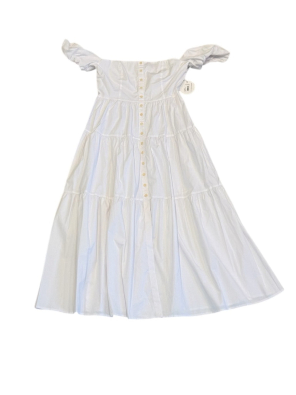 STAUD Elio Cotton Poplin Off the Shoulder Midi Dress White Size L NWT - Picture 5 of 8
